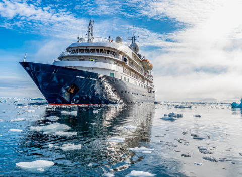 Ship sailing in the Arctic